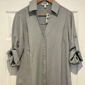 Express Gray Portofino Button Down Shirt, Size M NWT